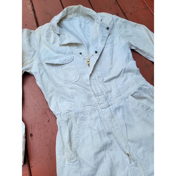 Vintage Sledge’s WHITE Coveralls Workwear 1950 Sanforized 60s Railroad TALON ZIP - Picture 5 of 16